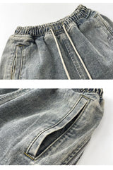 side long zipper open denim jeans mens elastic waist straight biker trousers jeans fashion streetwear hip hop jean pants joggers unique joggers style 2550