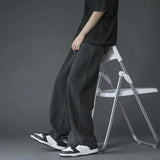 korean mens casual long jeans loose retro straight baggy pants denim wide leg pants light blue grey black retro washed jeans unique jeans style 1257