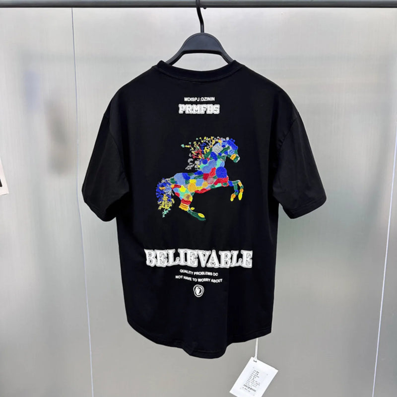 Skatercore Chrome logo – Summer Short Sleeved T Shirt Three Dimensional Embroidery Am