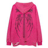skatercore tribal flames featuring fashion skull printed hoodies hip hop retro washed bottom ripped sweatshirt streetwear men hooded warm fleece loose tops hoodies