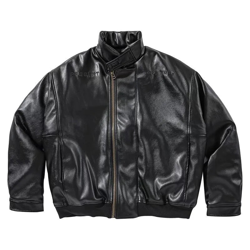 japanese street motorcycle set men thickened stand collar hip hop leather jacket harajuku casual pants 2 pcs bomber suit 2023 unique default style 4906