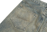 mens vintage ripped jeans distressed hole blue flared jeans trousers luxury designer male denim pants unique jeans style 1642