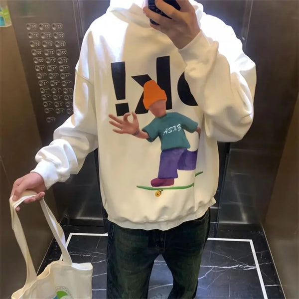 Trendy European American Ins Cartoon Fun Hooded Sweatshirts Men Women in Autumn and Winter Y2K Personalized Hot Couple Jackets