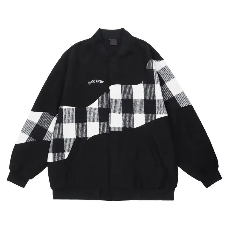 American Retro Jacket Mens Autumn Hong Kong Style Design Color Blocked