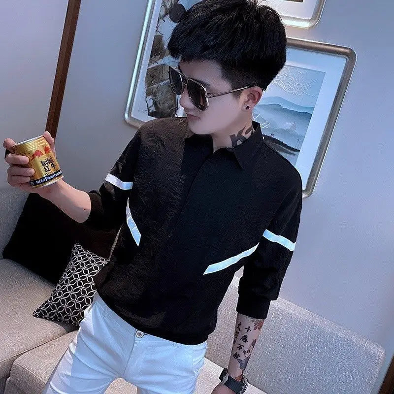 2023 Summer New Fashion Short-sleeved Shirt Men's Korean Shirt Short-sleeved Top Boutique Clothing Simple Style Men Clothing