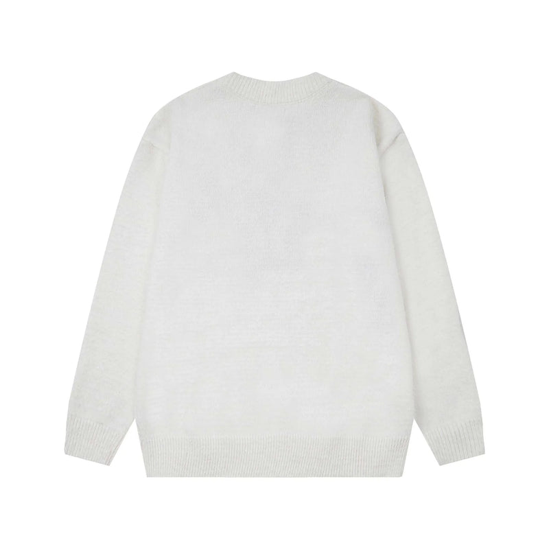 grunge knit sweater with heavyweight fabric, layered urban look for cold weather, street fashion menswear trend for seasonal 