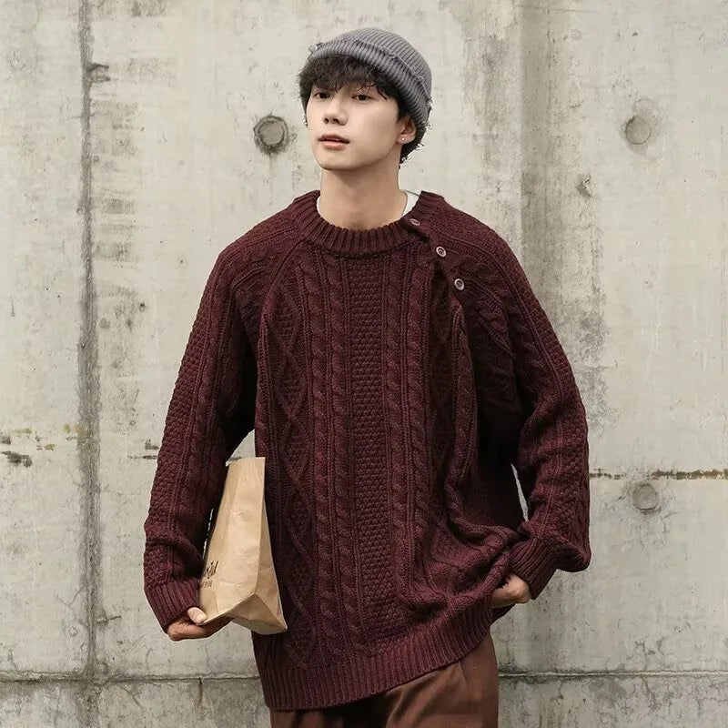 grunge fire sweater, streetwear drip, cozy knitwear for men, oversized grunge aesthetic winter top
