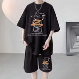 Vaporwave Crying angel – Summer Men Tracksuit Japan Cartoon Streetwear Cool Bear Prin