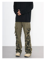 men patchwork camouflage cargo pants streetwear side pockets harajuku joggers unisex hip hop baggy loose straight flare trousers unique joggers style 2845