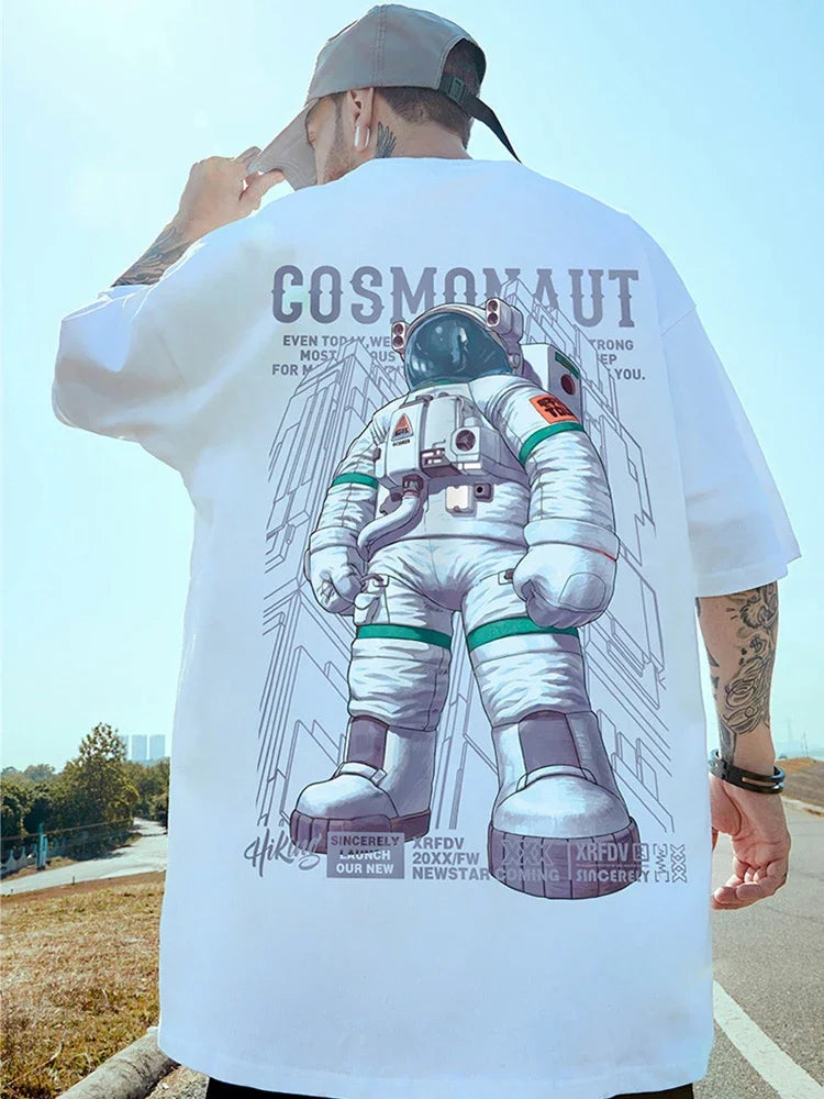 Y2k Tribal flames – Mens Funny Cosmonaut Graphic Printed T Shirt 2025 Summer