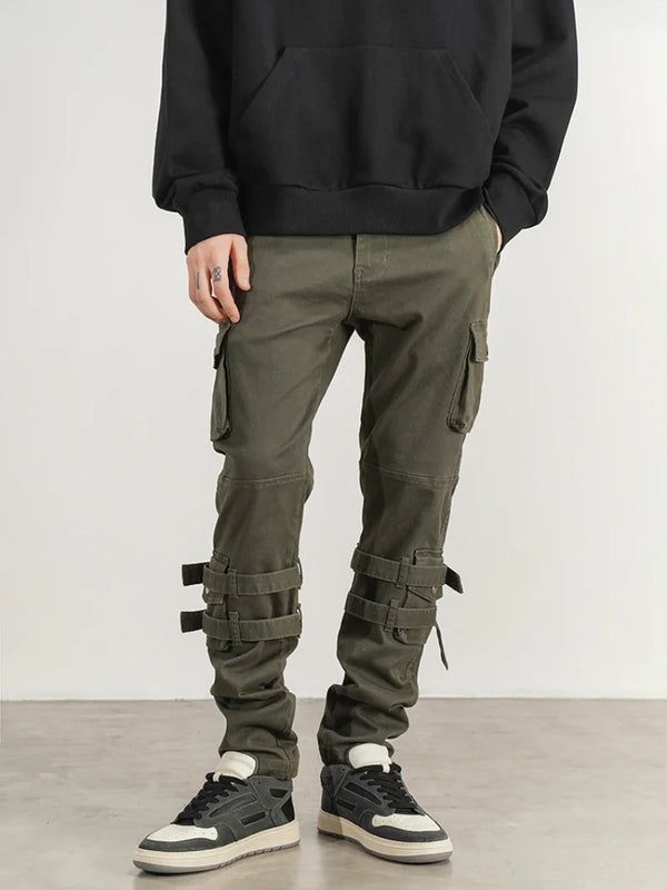 mens high street jeans casual hip hop military cargo pockets trousers new fashion slim fit zipper skinny denim pants joggers relaxed fit joggers