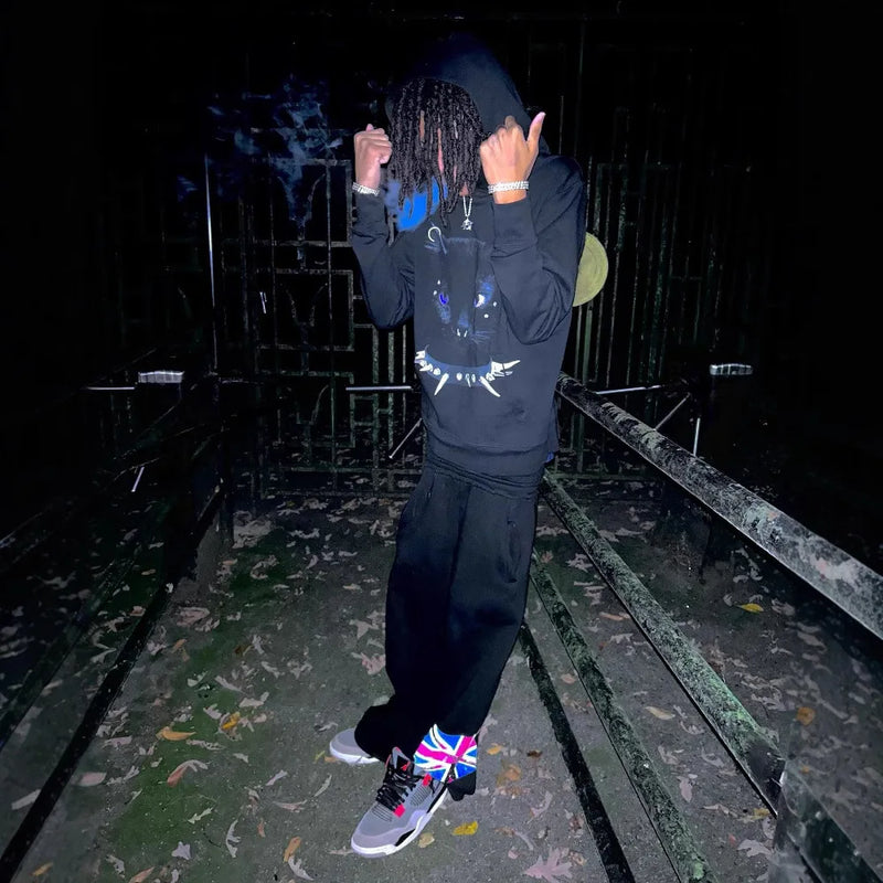 Y2K Autumn Winter Outfit Long Sleeve Hoodie Dark Retro Printed Sweatsh