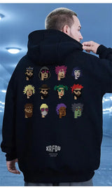 Funny Pixel Figure Graphic Hoodies For Men Autumn Y2K Streetwear Pullover