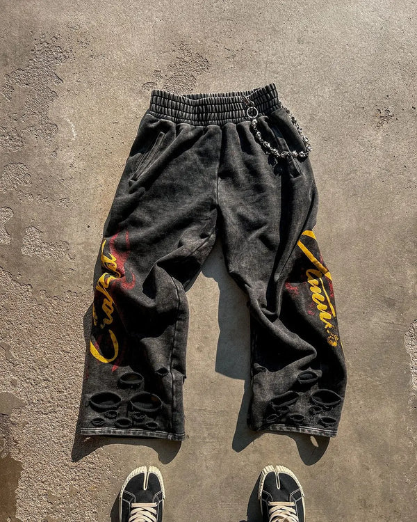 high street hip hop new black denim pants y2k goth harajuku men clothing ripped baggy jeans casual wide leg trousers streetwear denim street jeans