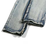 bottom zipper destroyed washed jeans skinny jeans ripped holes trousers men biker jeans fashion streetwear hip hop pants joggers unique joggers style 3011
