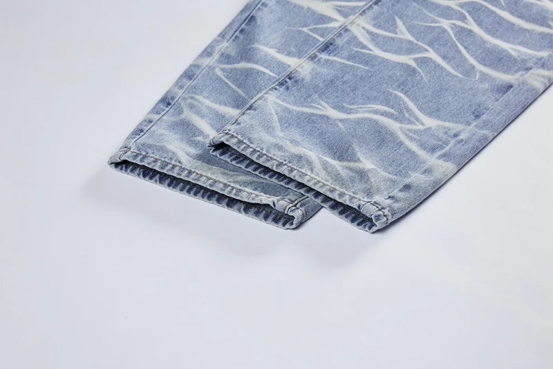 high street irregular tied dye biker jeans men denim straight jean pants 2023 motorcycle y2k trouser unisex hip hop casual pants unique jeans style 517