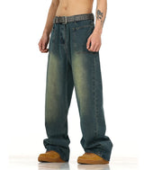 retro washed denim baggy jeans pants unisex hip hop fashion streetwear harajuku loose wide leg straight y2k pants joggers men unique joggers style 489