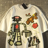 Glitchcore Melting smiley – American Retro Trendy Brand Anime Pure Cotton Short Sleeved