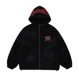 mens harajuku graffiti fleece jackets and coats letter embroidery hairy zipper outerwear warm streetwear parkas bomber jacket - variant style 144710 for streetwear fashion