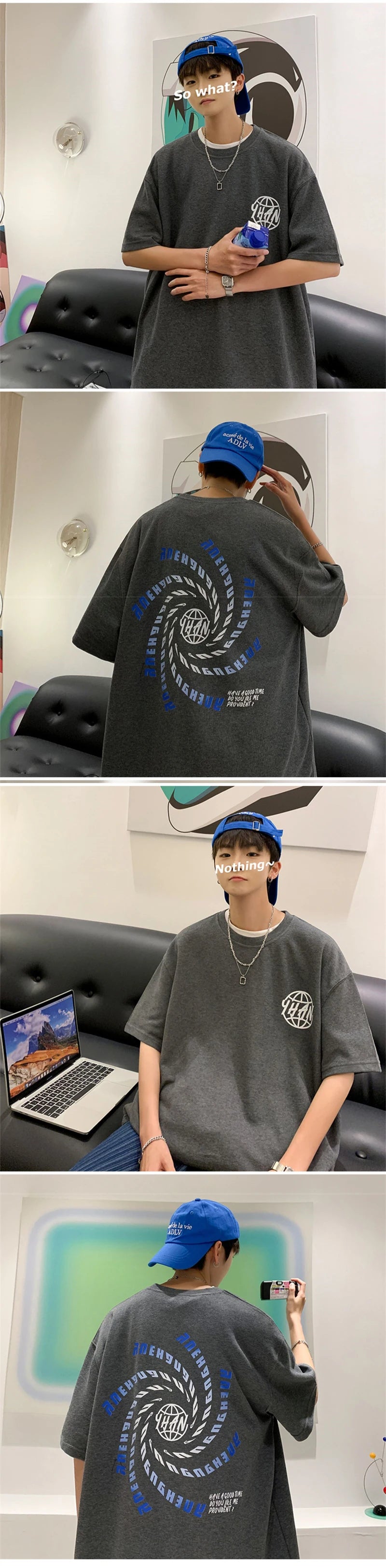 Harajuku Graphic tee – Goth Letter Printed T Shirt Hombre Hip Hop Fashion Crewneck