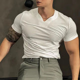 Harajuku Tribal flame – Mens Fashion Casual T Shirt Summer New Solid V Neck Short Sl