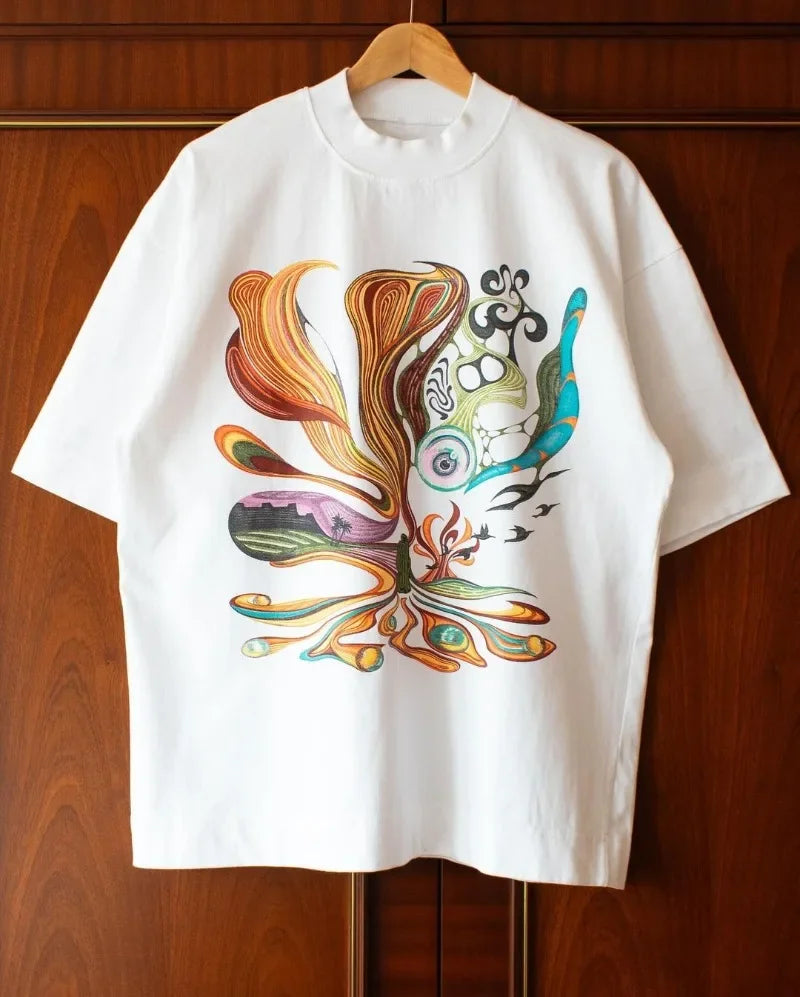 Vaporwave Aesthetic piece – Spring And Autumn Streetwear Fashion Printed Pattern Oversiz