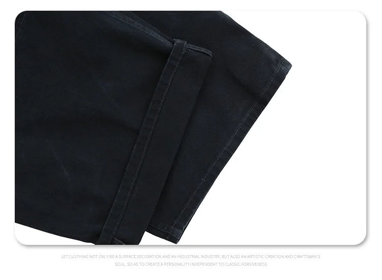 Washed and worn multi-pocket cargo jeans