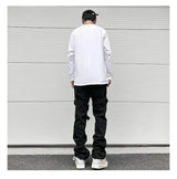 fashion knee adjust belt decoration denim jeans zipper straight jeans hip hop streetwear mens casual loose joggers jeans pants unique joggers style 2565