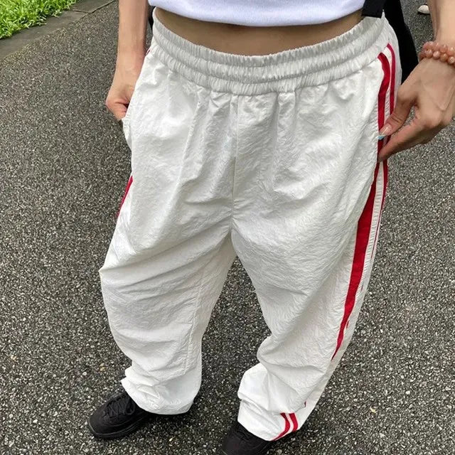 kpop vintage cargo casual harajuku pant women streetwear striped oversize baggy jogging sweatpants wide trousers school outfit unique joggers style 2262