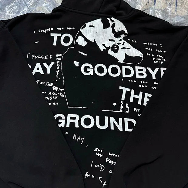 Hardcore skate hoodie with edgy punk rock lettering