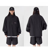 quick drying two piece set men loose casual street sweatshirt shorts y2k stand collar casual loose lightweight suits american techwear shorts