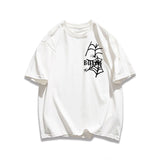 Y2k Broken heart – Trendy Street American Spider Web Print Round Neck Short Sle