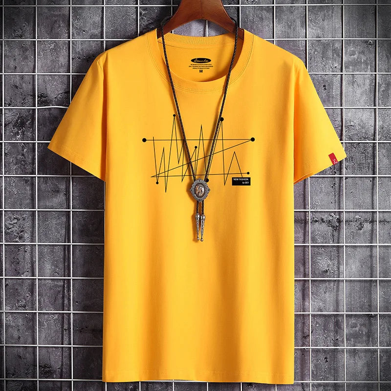 New Hotselling Summer Cotton Trend Print Round Neck Casual Tops T-Shirt