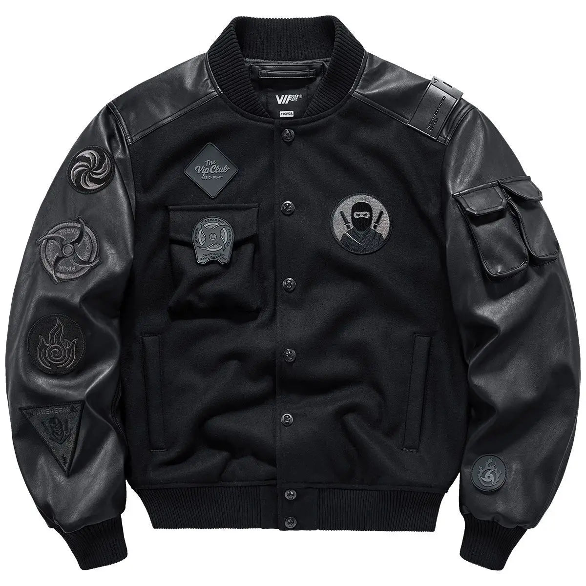 Autumn/Winter Baseball Suit Men's Wool Heavy Work Coat Ninja Embroidered American Retro Flying jackets for men leather jacket