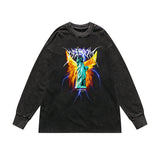 Rainbowtouches Washed Men's Long Shirts Vintage Clothing Oversized Fashion Printing Cool Stuff Popular Hip Hop High Street Style
