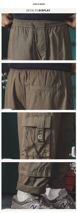 american vintage baggy cargo pants men outdoor sport military tactical sweatpants y2k straight multi pocket overalls trousers unique joggers style 462