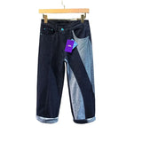 men streetwear splice denim fashion brand hip hop loose casual straight jeans pant cityboy deep blue y2k jeans trousers for men unique jeans style 1890