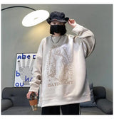 Autumn Korean Personality Street Boys Unisex Round Neck Sweatshirt Trendy American Couple Suede Long-sleeved Shirt Top