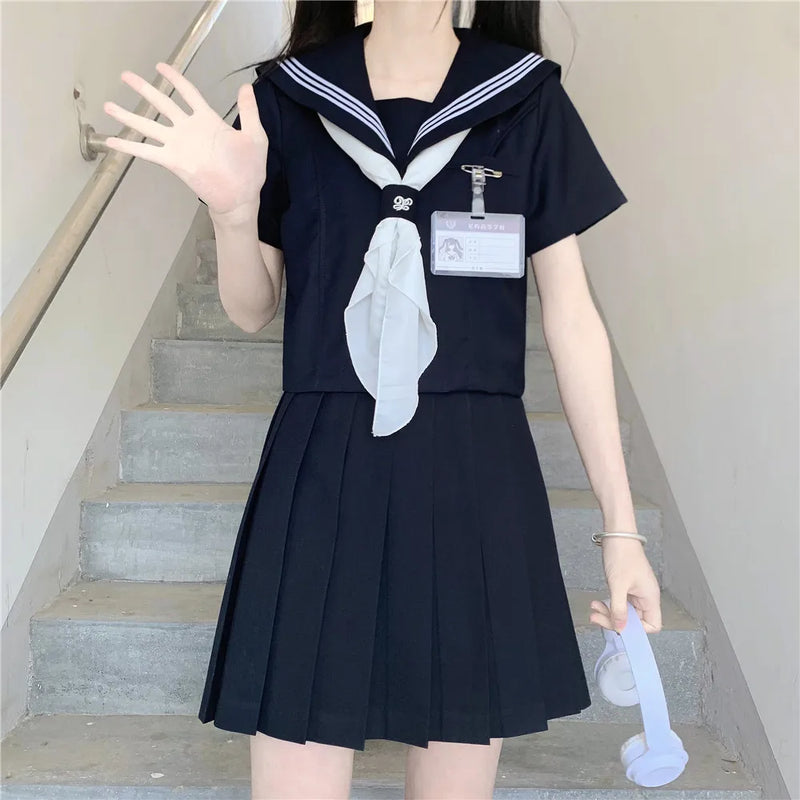 Navy Sailor Outfit Japanese Style School Uniform Skirt Girls JK Uniforms Student Sailor Dress Korean Student Seifuku COS Costume