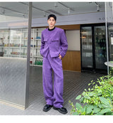men 2 pieces sets corduroy short jacket wide leg pant suits korean streetwear fashion loose casual retro coat baggy trousers unique shorts style 2804