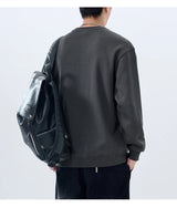 Men Handsome Splice Embroidery Fashion Loose Casual Pullover Sweatshir