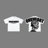 Y2K bear tee with soft sparkle texture and oversized look