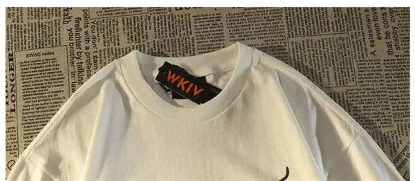Cyberpunk Melting smiley – Pure Cotton American Retro Hound Short Sleeved T Shirt For M