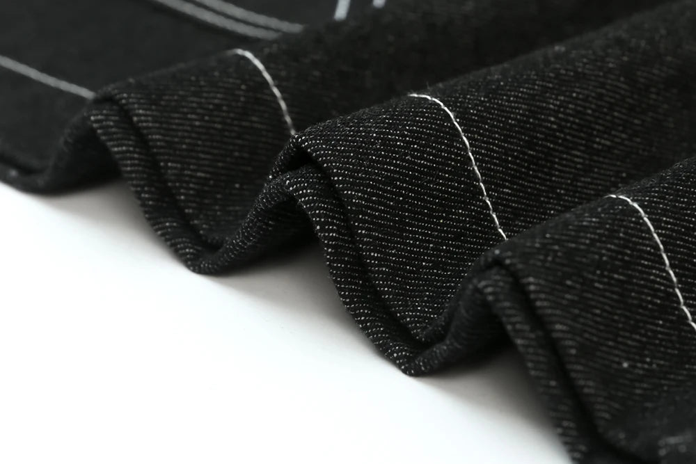 y2k streetwear multi pockets embroidery washed summer jeans shorts for men wide leg baggy casual denim over knee length pants unique jeans style 4746