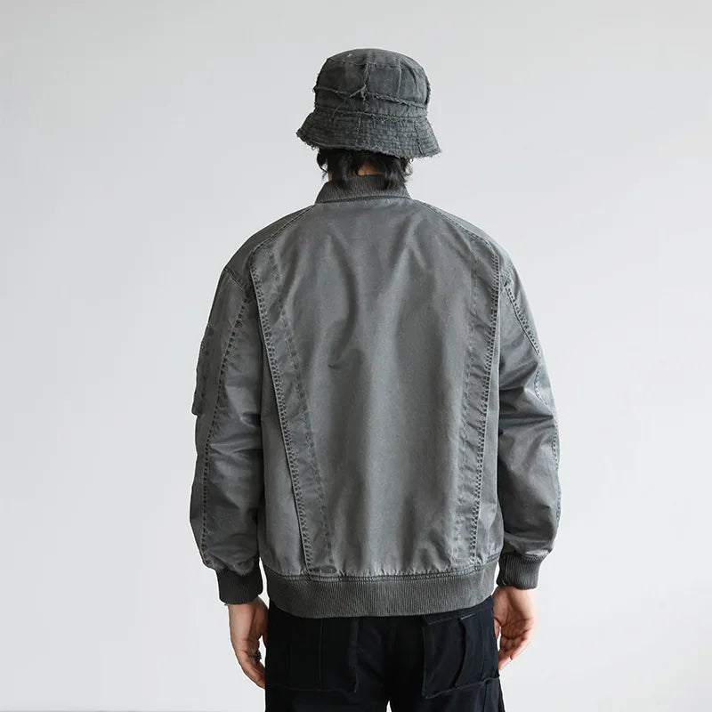 leather panel bomber, high-street look - trendy urban streetwear fashion for men and women