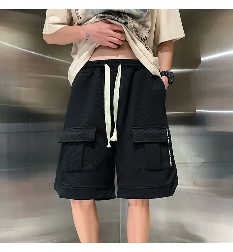 korean style niche casual shorts men summer workwear five point pants design trendy brand loose couple style retro sports pants unique shorts style 2171