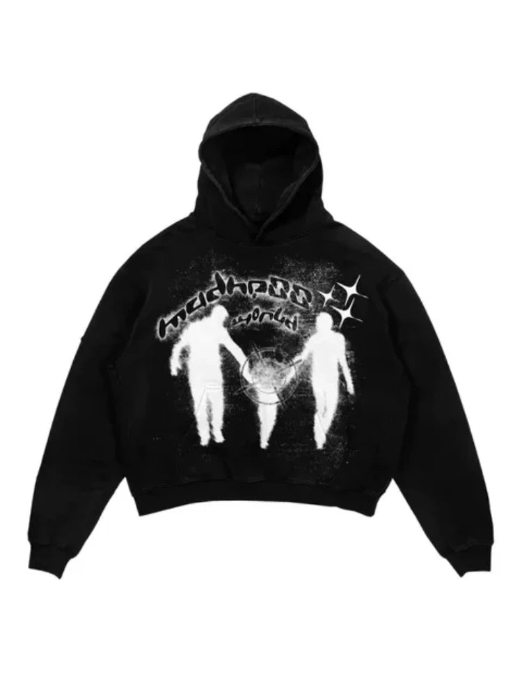 Y2K Womens Top Hoodies Sweatshirt Pullover Oversized Streetwear Vintag