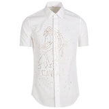 New 2021 luxury Men Classic Hot diamond Leopard Fashion Cotton Casual Shirts Shirt high quality Pocket Short sleeves S 2XL #A35