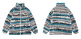 Trapwear Streetwear – Mens Casual Striped Fleece Jackets Coats New Hairy Stand – Streetwear Fashion for Men & Women