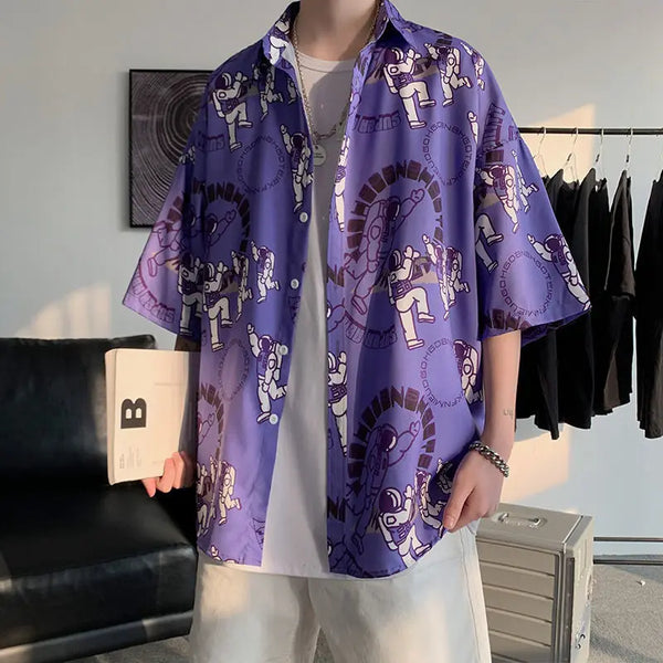 2023 Summer New Light Luxury Fashion Shirt Men Loose Casual Short-sleeved Shirt All-match Boutique Clothing Simple Style